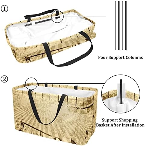 JDEZ за шопинг корпа Музика белешки за перачка за перална за намирници што може да се употреби, преносен пикник за пикник торбички торбички