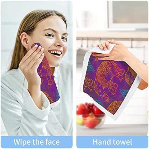Кигаи 2 пакувања модни слонови Индиски мијалници - меки крпи за лице, теретани за теретани, хотел и бањата, крпи за чисто памучно прсти што може