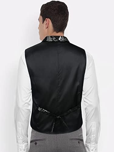 Hisdern Mens Shiny Paisley Suit Vest Victorian Steampunk готски елек за мажи за свадбена облека или смокинг