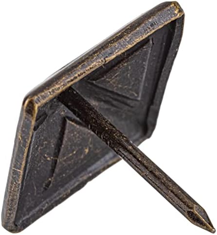 Антички месинг заврши пирамида w/триаголници глава тапацир за тапацирање | 3/4 дијаметар × 5/8 долг | Пакет од 16 | Декоративни