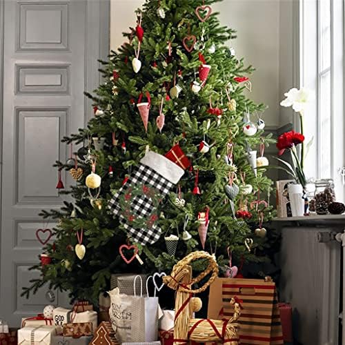 WXBDD Божиќни бобинки црно -бели карирани божиќни чорапи Божиќни украси за домашно дрво што висат украси торби за подароци