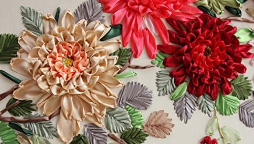 Ауреате рачно изработени комплети за везење со ленти со цветни платно 3Д wallидни уметности Домашна декорација DIY игла за таписерија
