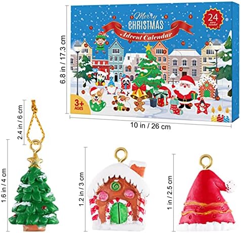 Toyvian 24 парчиња Божиќ Доаѓањето Календар Одбројување Орнаменти Виси Одбројувањето На Божиќ Смола Шарм За Елка Декорација