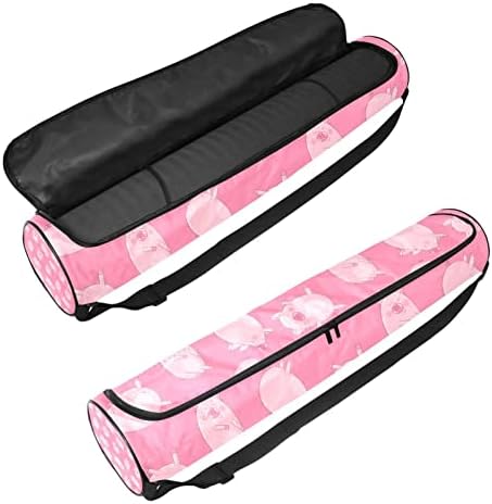 Симпатични розови свињи со јога мат торби со целосна зип торба за носење за жени, вежбајте носач на јога мат со прилагодлива лента