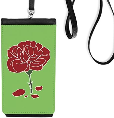 Црвена каранфил мајки ден цвет телефонски паричник чанта што виси мобилна торбичка црн џеб