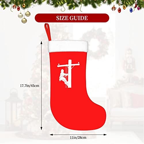 Cutedwarf lineman Cristma Codrings Божиќни украси на дрво Божиќни чорапи за Божиќни празнични забави подароци 18-инчи