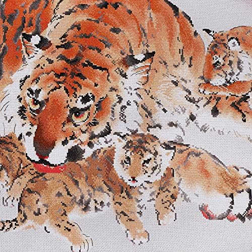 Занаетчиски занаети броеле комплет за вкрстено бод - Пет тигри | 2031602 | 23 '' x 48 '' Ориентален уметник за сликарство -