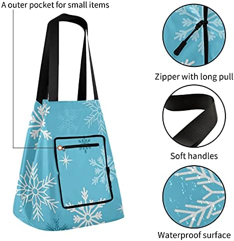 Сина снегулка остава Божиќно преклопно рамо торбичка торба за еднократна употреба на намирници, тешка школа торба торба за купување