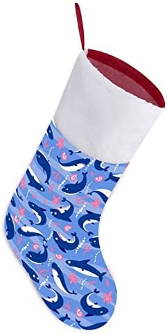 Симпатични ајкули Божиќни чорапи за порибување со кадифен камин виси за Божиќ