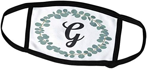 3drose Janna Salak Designs Collection Collection - Letter G Monogram Eucalyptus Остава венец Елегантно зеленило - Маски за лице
