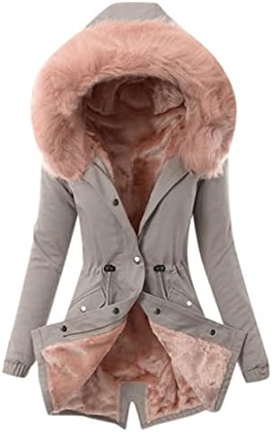 Women'sенски пуфер надолу палто Зимска јакна есен-зимско безобразно руно топло ладно крзно јакна со палто за надворешна облека