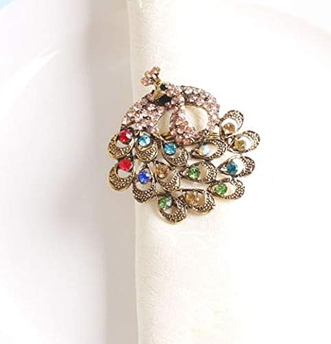 Декоративни стилови на Фенко Декоративни прстени за метални салфетки за паунки, сет од 4 - повеќебојни прстени од салфетка за семејна вечера,