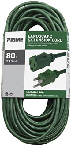 Prime Wire & Cable EC880633 80-FOT 16/3 SJTW тревник и градинарски кабел за продолжување на отворено, зелена