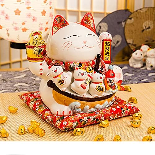 Фајанг Манеки Неко, среќно богатство мачка, 11 „Заглавувајќи го керамичкиот Манеки Неко, голема среќна мачка, јапонска среќна мачка,