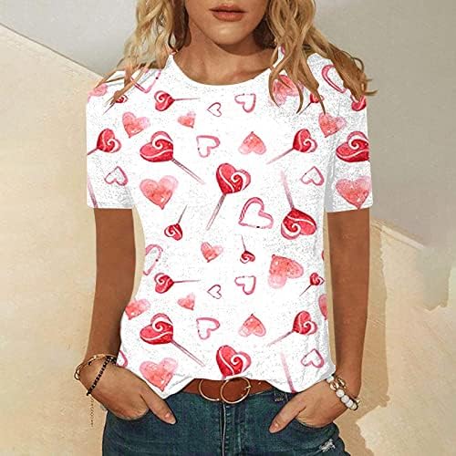 Ден на вineубените џемпери за жени графички влечења Loveубов срце писмо печати џемпер на џемпери, обични врвови на врвови, пулвер