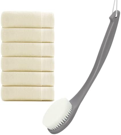 Ванзаванзу четка за туширање за четка за грб на телото долга рачка за туш 15,4 во + 6 пакувања рачни крпи за бања мека памучна