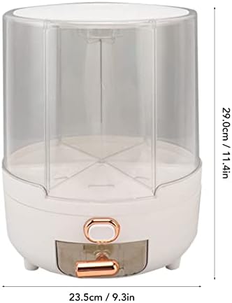 JTLB 360 степени ротирачки жито диспензерот пластика 6 оддели за складирање кујна за складирање на ориз бело