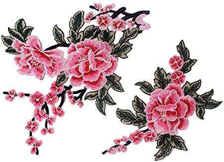 Ресурси куќа 1Set розова цветна лепенка за везење извезени цветни закрпи шијат на лепенка облека шиење
