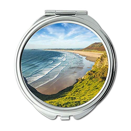 Огледало, огледало за шминка,дневна светлина на брегот на плажата,џебно огледало, преносливо огледало