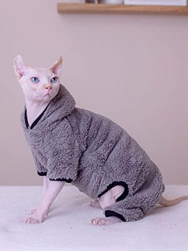 Сфинкс без влакна облека за мачки зимско топло дебело густо четворица нозе, скокачка облека, пулвер кошули кошули цврста боја меки пижами
