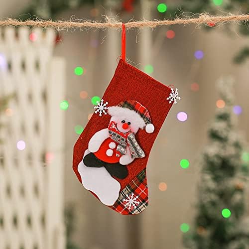 H19ny9 Кенди за бонбони торби елка за украсување чорапи Божиќни снежни чорапи декорација