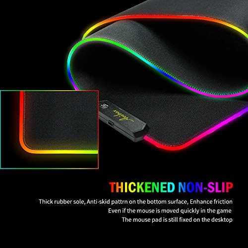 AOIBOX RGB Gaming Gaming Pad, LED мека екстра проширена голема подлога на глувчето со 14 режими на осветлување 2 осветленост, водоотпорна,