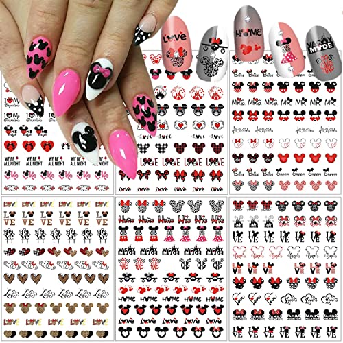 Симпатични налепници за уметност за нокти, нокти декорации в Valentубени цртани филмови налепници за дизајн на срцеви нокти за жени девојки