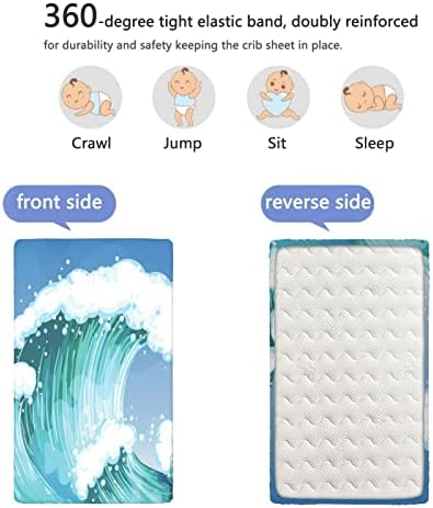 Tidal Wave со тематски опремени мини чаршафи, преносни мини креветчиња за креветчиња ултра меки материјали за креветчиња за девојчиња