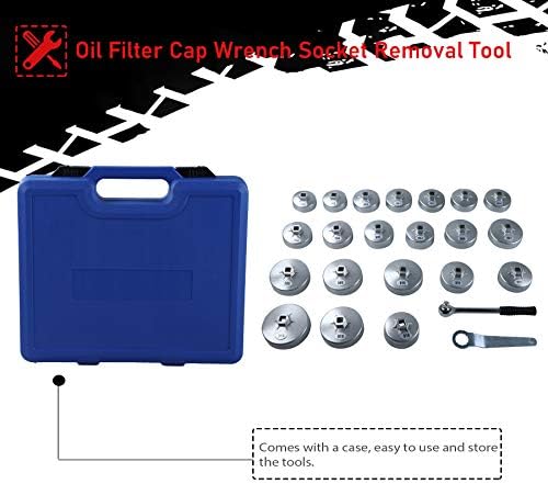 Youxmoto 23 парче алуминиумска легура чаша тип на капаче за филтрирање на маслото и 1/2inch алатка за приклучок за приклучок, поставена алатка