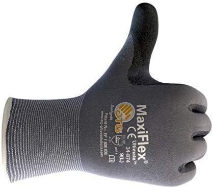 Maxiflex 34-874 беспрекорна плетена најлон/ракавица од ликра со нитрилна обложена микро-пена за зафат на дланката и прстите