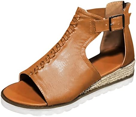 Летни сандали за жени широка ширина без лизгање Брзо сушење клин-потпетици чевли Бохо плажа сандали за одмор за одмор