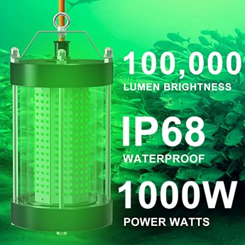 NS LED LED зелена светлина за риболов 50W/100W/300W/500W/2000W Ноќна риба привлекувајќи светло IP68 водоотпорен DC12V/AC220V