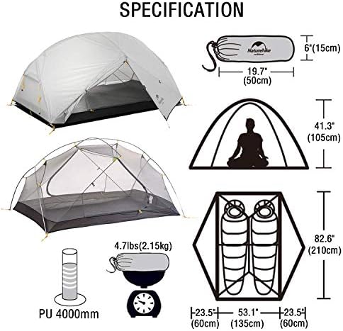 Шатор за кампување со ранци во природа Монгар 2 лице лесен 3 сезона водоотпорен шатор за пешачење двоен крстовички лесен поставување двоен