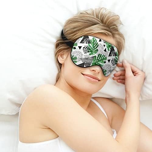Геометрија Тропски растение печатено маска за очи за очи меко слепило капаче со прилагодлива лента за ноќни очила за очила за мажи за