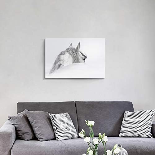 Уметничка патека бело коњ платно wallидна уметност: животно слика бело мистично коњско печатено уметничко дело за украси за домови