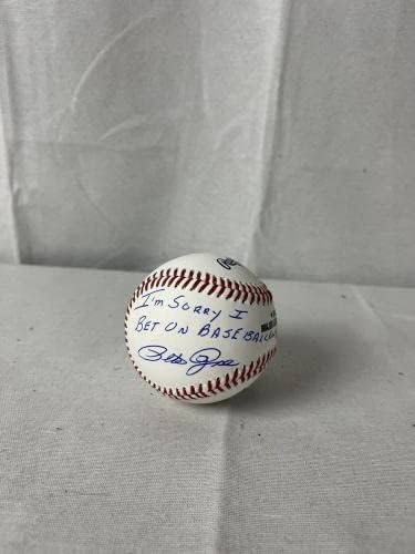 Пит Роуз потпиша „Sorryал ми е што се обложувам на бејзбол“ автограмираше Омлб Бејзбол ЈСА - автограмирани бејзбол