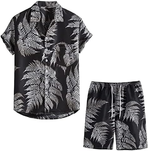 Xiloccer машки спортска облека облека машка облека обични машки облеки лето 2 парчиња костум на плажа со кратки ракави за кратки