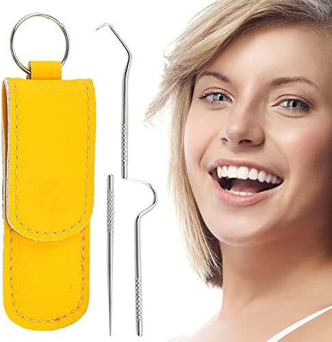 Оито алатка за нега на заби хигиена хигиена не'рѓосувачки пинцети стругалка заб заб за заб чистење 3 парчиња вшмукување чаша возрасни