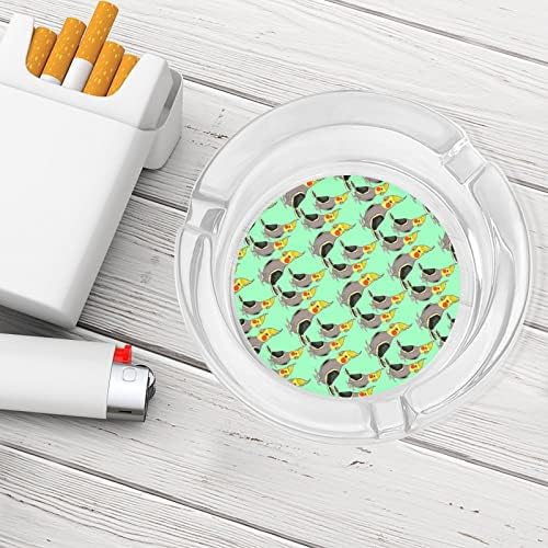 Корела нимфа папагал Кокату Семејно стакло пепелници за цигари и цигари, држач за табела за табела за табела за декорација на маса