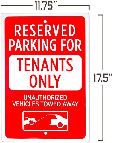 Резервиран паркинг - само знак на станари, 3 -пакет, 18 x 12 | Рефлексивно ограничување Пред-дупчат метални индустриски предупредувачки