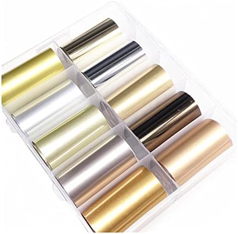 1 кутија Нови метални фолии за нокти за Мет Трансфер хартија Неонски налепници Шампањски нокти завиткани сребро DIY камелеонска