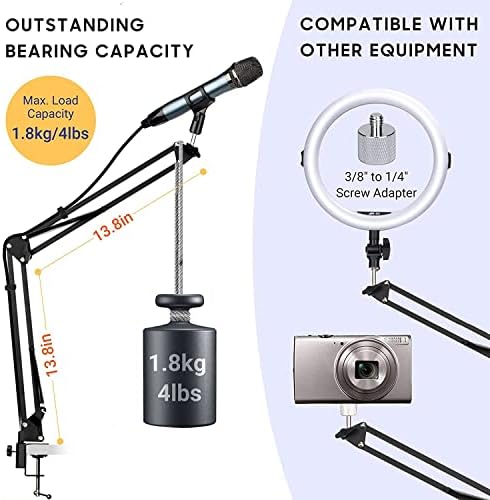 Кахаја микрофонски држач за суспензија на бум со 3/8 до 5/8 адаптер за завртки, микрофон за сини мраз на снежни топки на нано