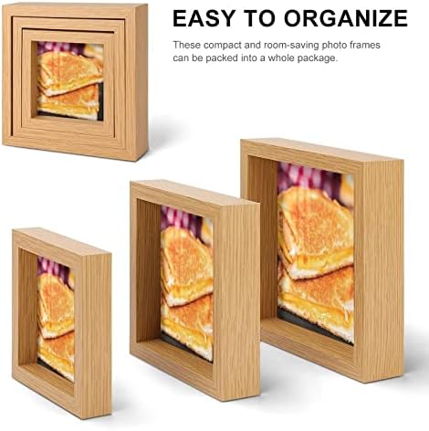 Сендвич од скара од сирење дрвена рамка за слика од 3 поставени фото рамки со стакло за декор за приказ на десктоп за дома