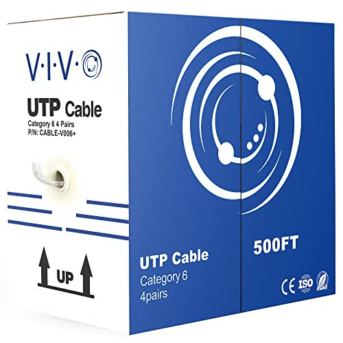 Vivo 500ft најголемиот дел CAT6, CCA Ethernet кабел, 23 AWG, UTP Повлечете кутија, жица CAT-6, затворен, мрежни инсталации, сива, кабел-V006