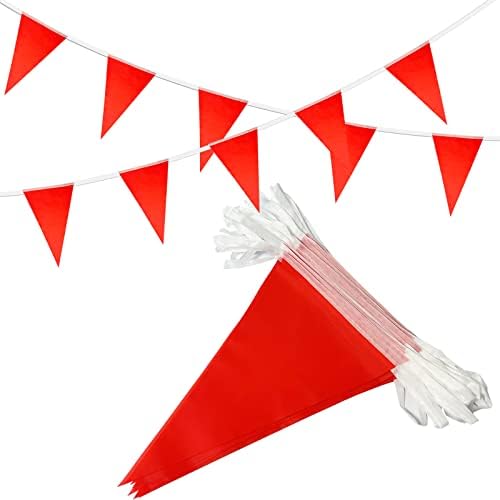 Uelfbaby 50 Стапки Црвени Знаменца Знамиња Стринг Со 38 Парчиња Триаголник Знаме Бантинг За Забава Украси, Свечено Отворање, Деца