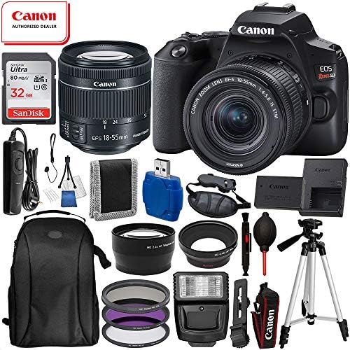 Canon Eos Rebel SL3 DSLR Камера со 18-55 Е STM 3453C002 САД 17pc Мора Да Имаат Пакет: Вклучува - 32gb Sandisk Highspeed Мемориска Картичка + 50 Статив + Професионален Ранец + 3pc Филтер Комплет + Повеќе