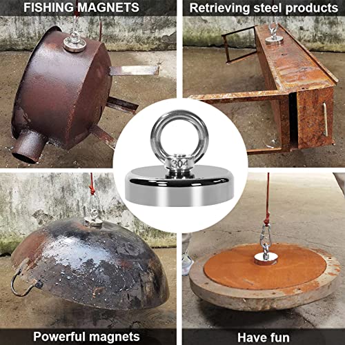 Моќен комплет за риболов магнет за ловци на богатство - 1700lb Повлечете сила со јаже и карабинер - крајно искуство со риболов со магнет