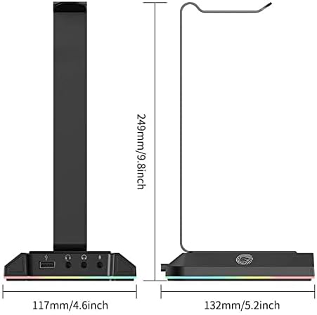 Држач за слушалки, Држач За Слушалки со 7.1 Опкружувачки Звук &засилувач; Rgb Светло, Држач За Слушалки За Игри Со USB &засилувач; 3.5