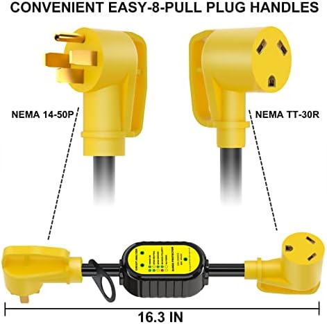 Eygde 15 засилувач до 30 AMP RV адаптер + 50 засилувач до 30 AMP RV адаптер, 4200 joules Електричен адаптер за напојување со заштитник