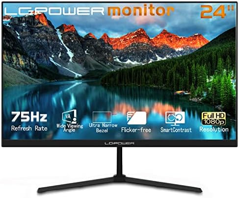 LC-Power LC-M24-FHD-75 24 Zoll PC Монитор FHD 1920 x1080, 75Hz, HDMI 1.4, VGA, Адаптивна Синхронизација, 3000:1, 16:9, Црна